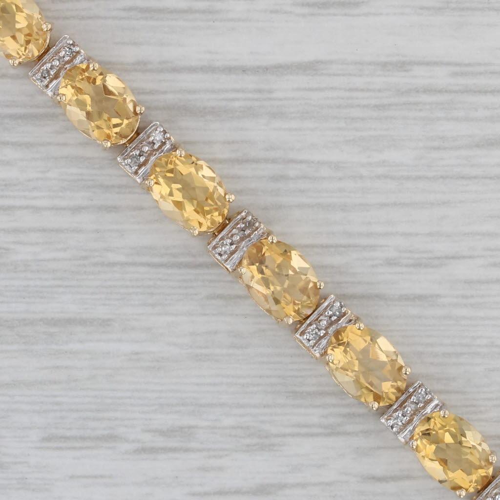 14.02ctw Citrine Diamond Tennis Bracelet 14k Yellow Gold 7.5