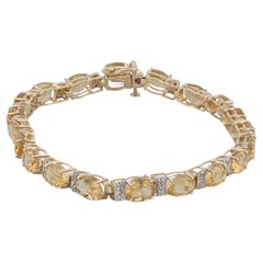 14.02ctw Citrine Diamond Tennis Bracelet 14k Yellow Gold 7.5" 5mm