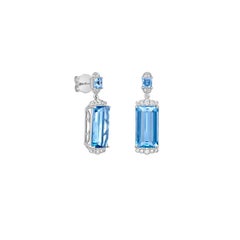 Sunita Nahata Aquamarine 14.03ct. Drop Earring in 18KWG with White Diamond.