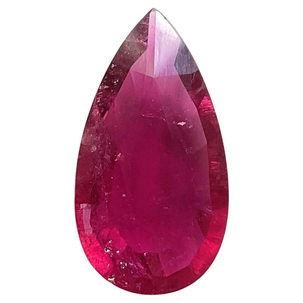 14.03 Carats Rubellite Tourmaline Pear Cut Stone For Fine Jewelry Natural Gem