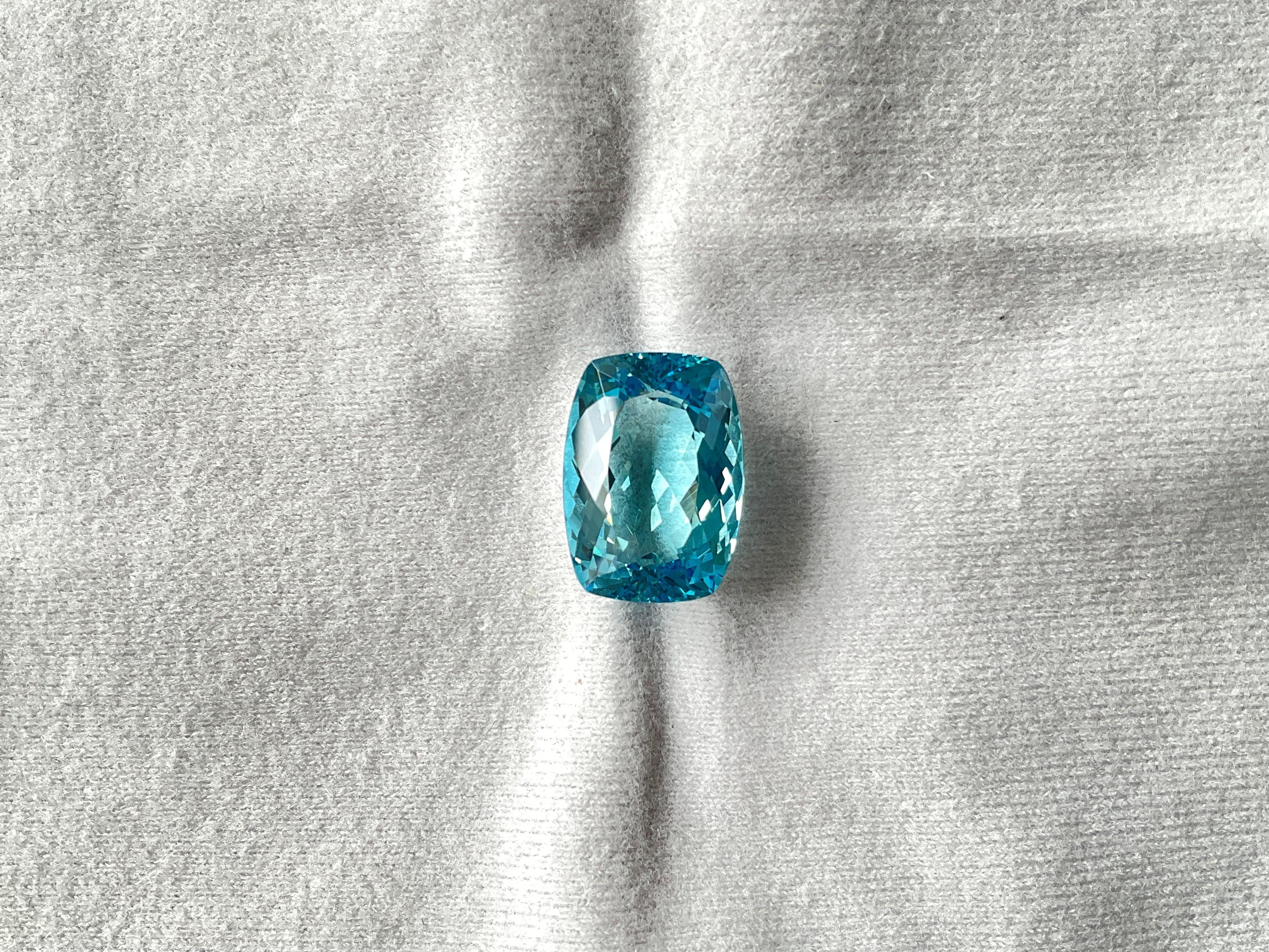 14.03 carats top quality aquamarine cushion cut stone for jewelry natural gem For Sale 2