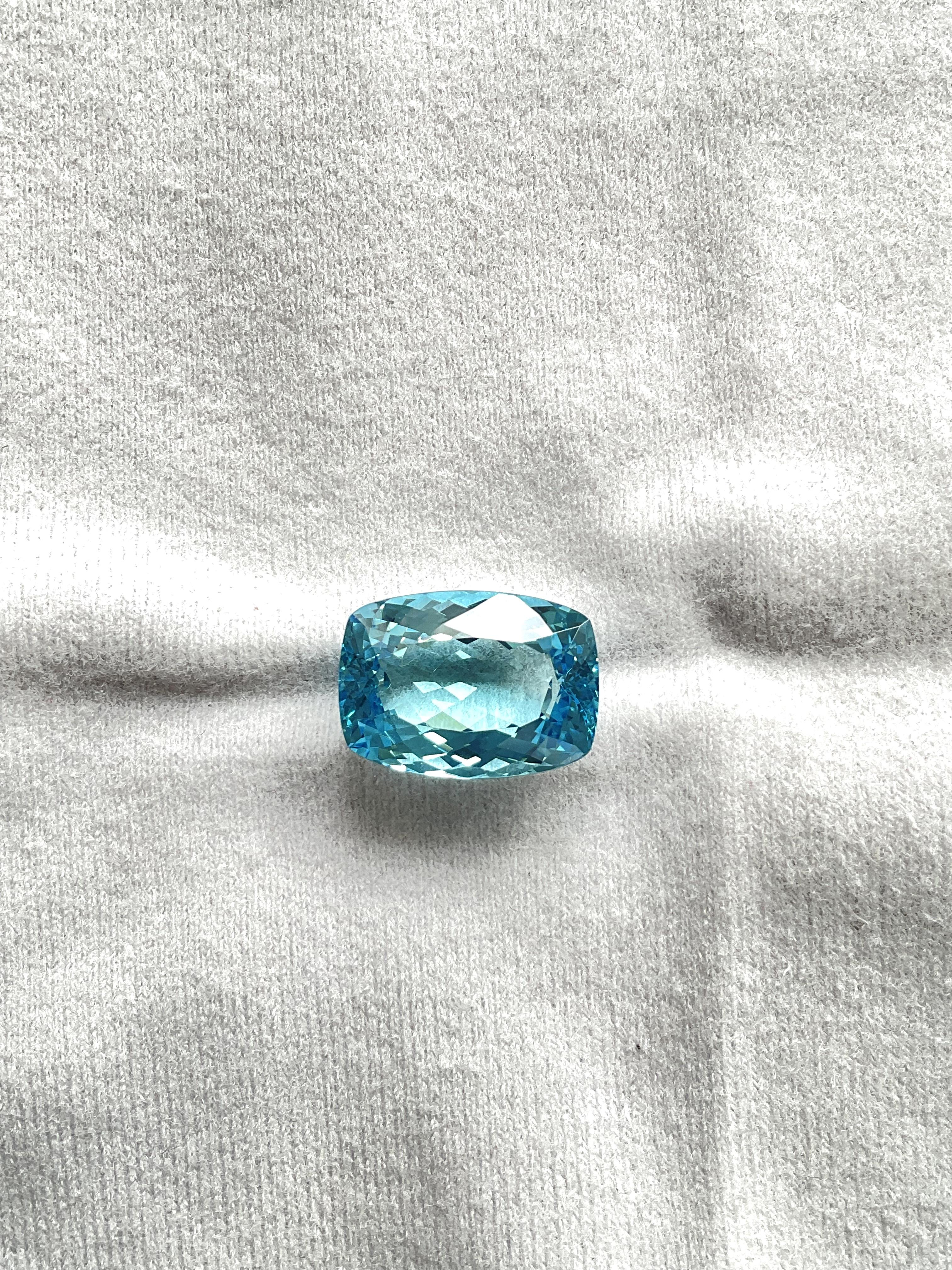14.03 carats top quality aquamarine cushion cut stone for jewelry natural gem For Sale 3