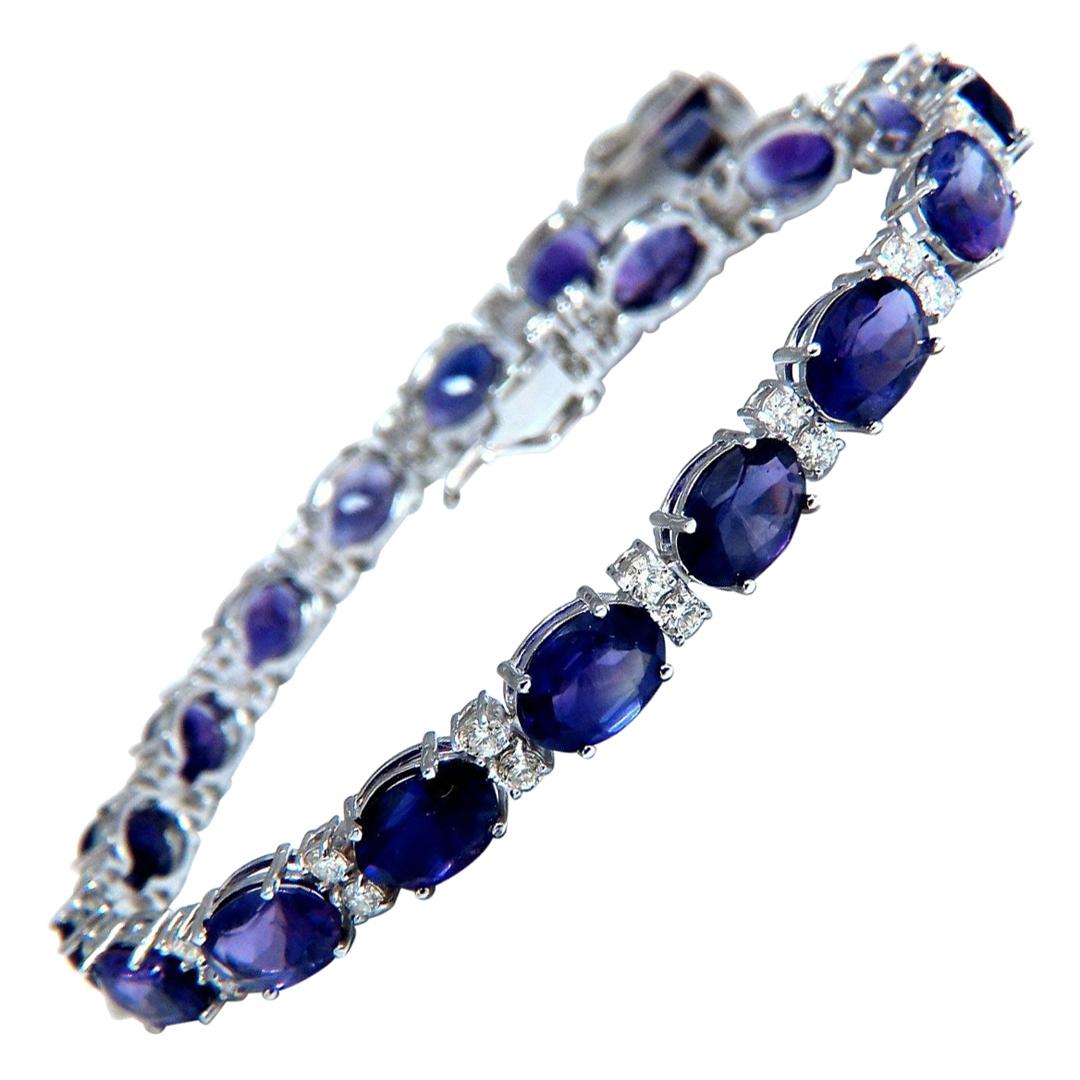 14.05 Carat Natural Amethysts Diamonds Tennis Bracelet 14 Karat