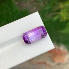 14.05 Carat Natural Loose Amethyst Long Emerald Shape Gem For Necklace