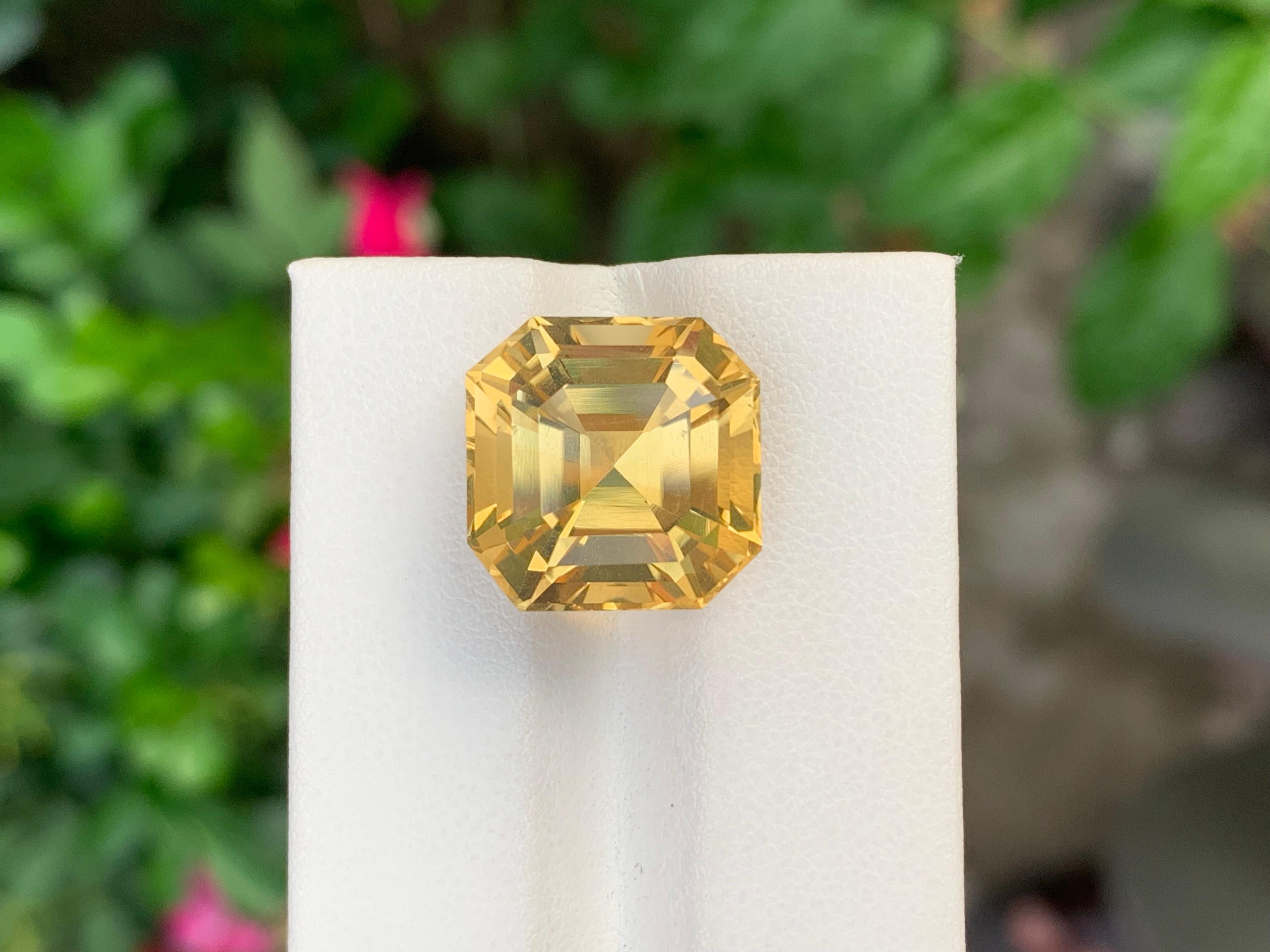 14.05 Carat Natural Loose Citrine Perfect Asscher Cut Gem For Necklace For Sale 5