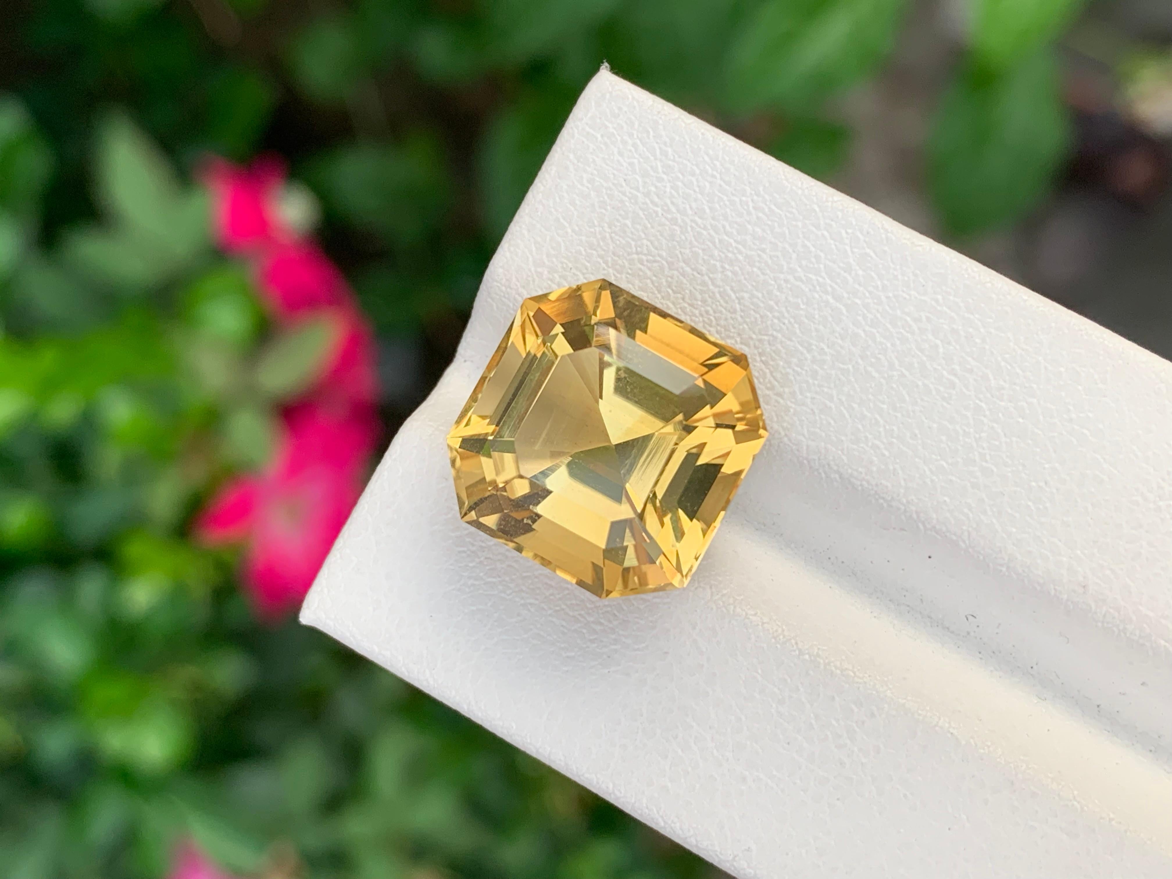 14.05 Carat Natural Loose Citrine Perfect Asscher Cut Gem For Necklace In New Condition For Sale In Peshawar, PK