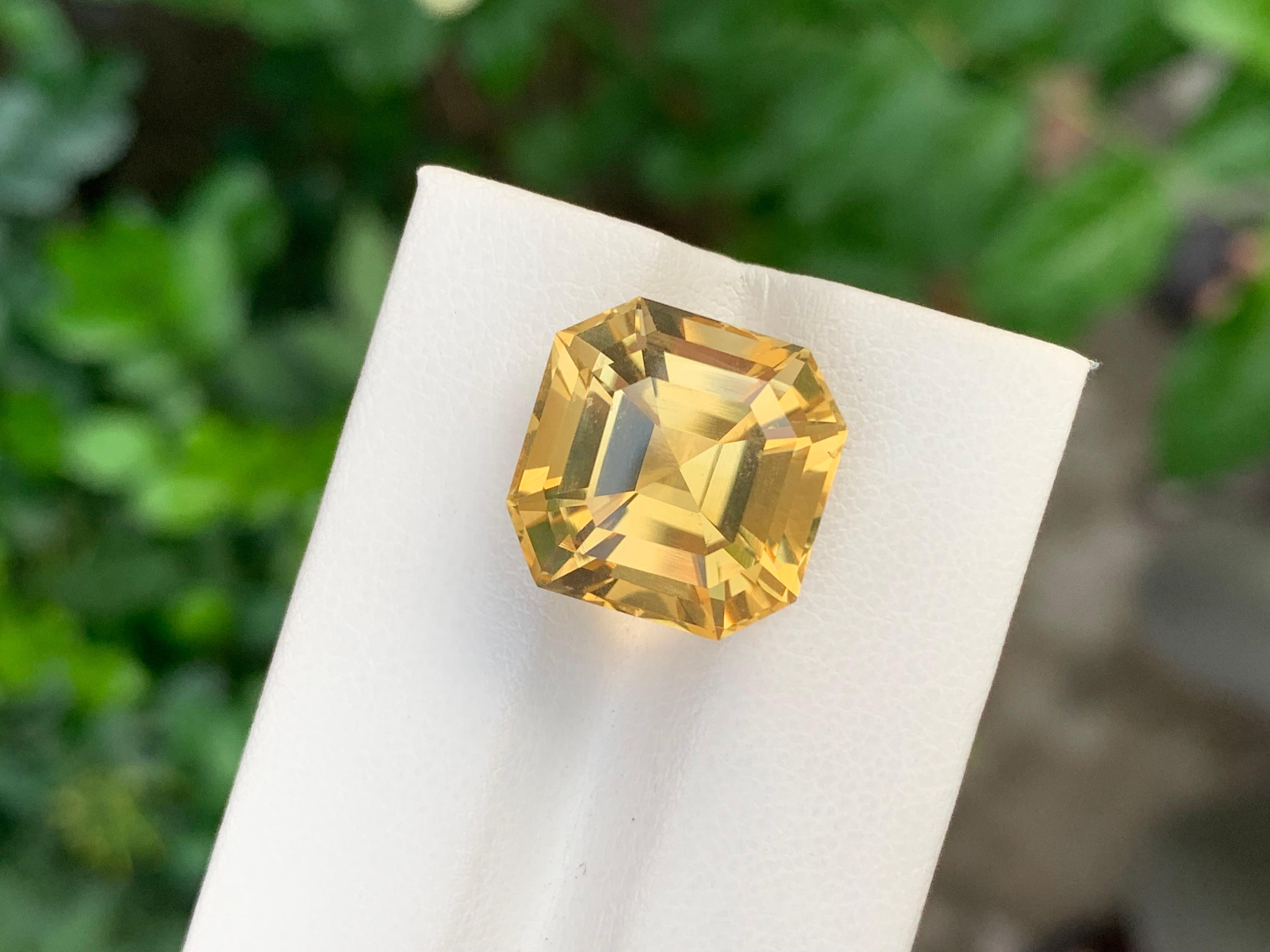 14.05 Carat Natural Loose Citrine Perfect Asscher Cut Gem For Necklace For Sale 1