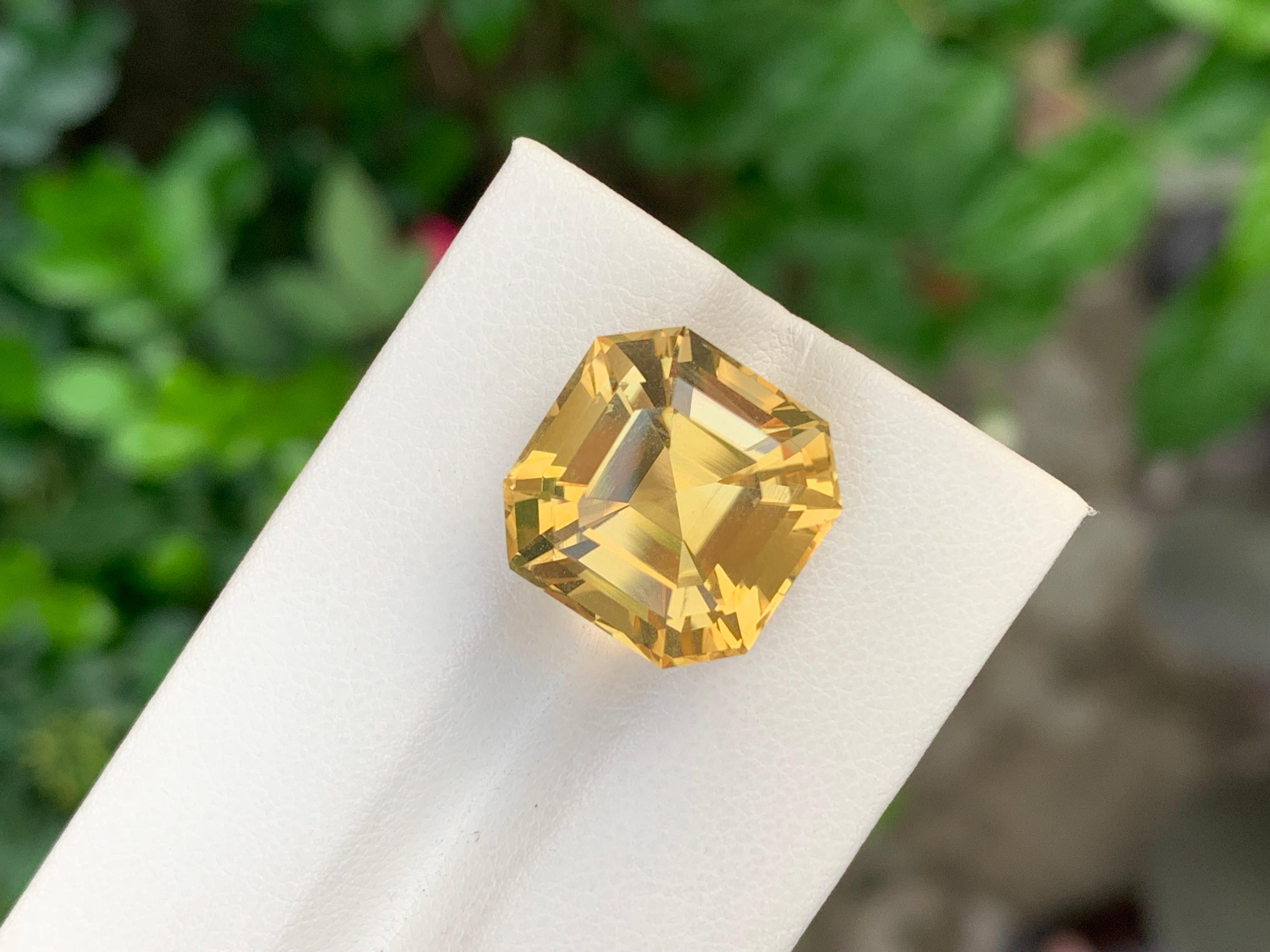 14.05 Carat Natural Loose Citrine Perfect Asscher Cut Gem For Necklace For Sale 2