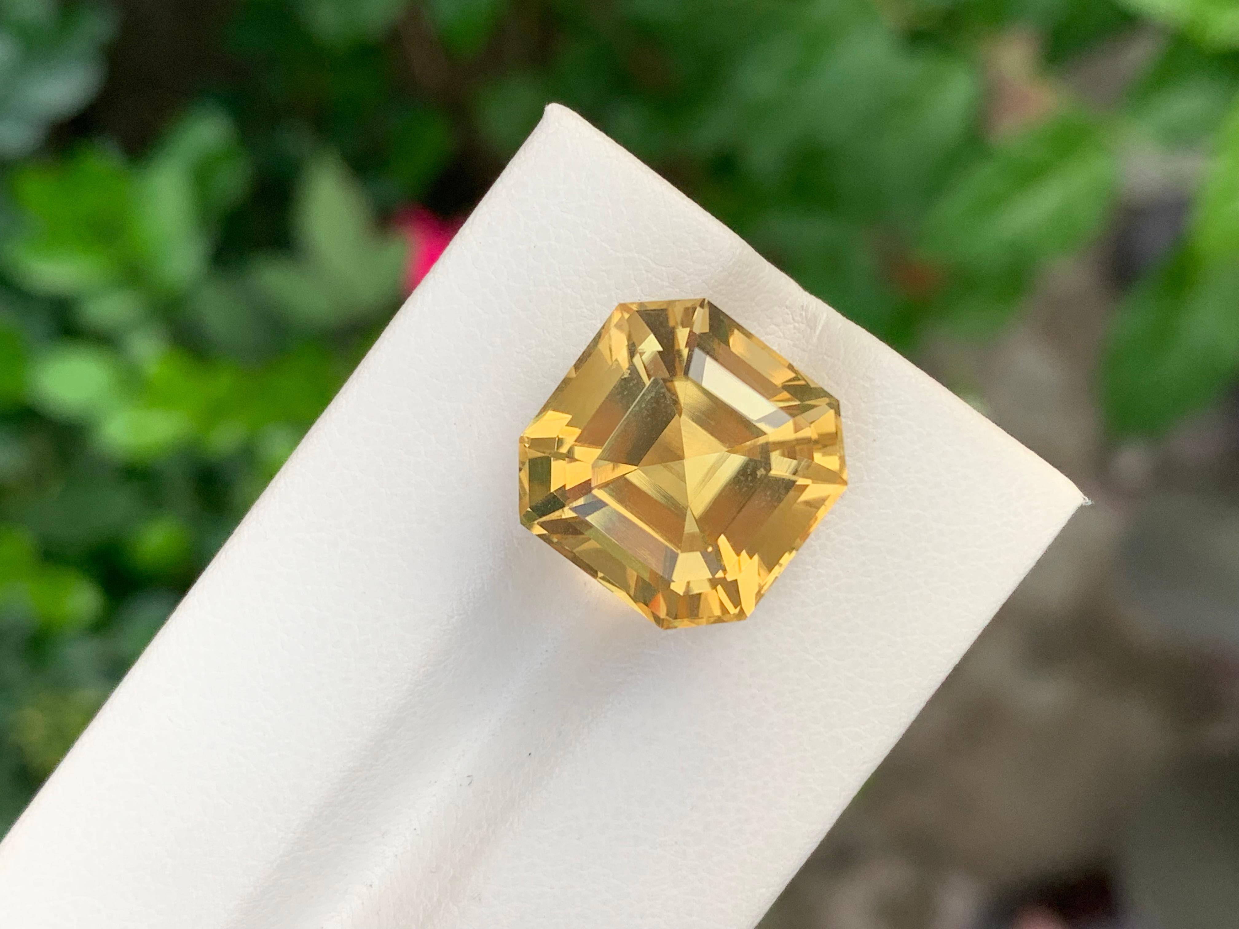 14.05 Carat Natural Loose Citrine Perfect Asscher Cut Gem For Necklace For Sale 3