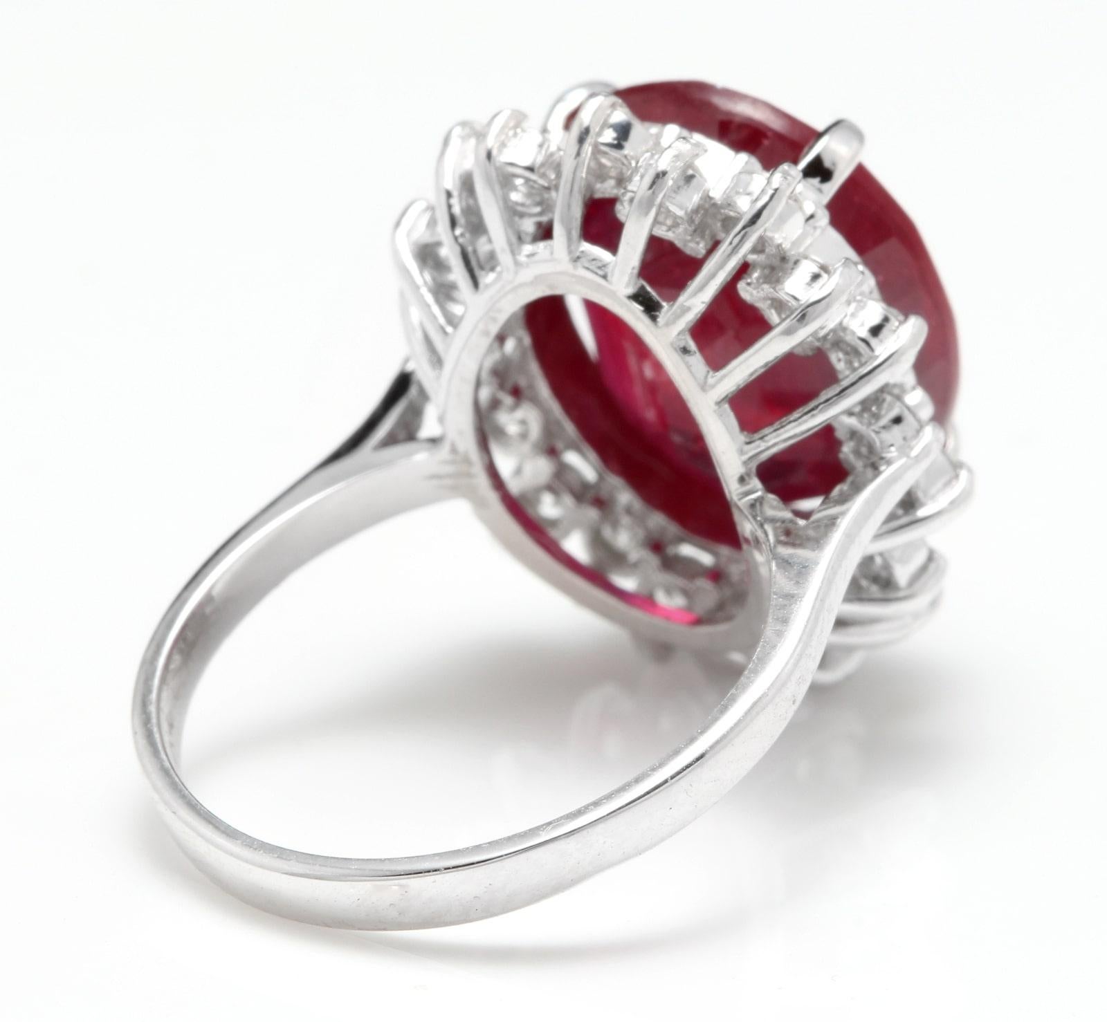 Anillo de oro blanco macizo de 14,05 quilates de rubí rojo y diamante natural de 14k en Nuevo estado para la venta en Los Angeles, CA