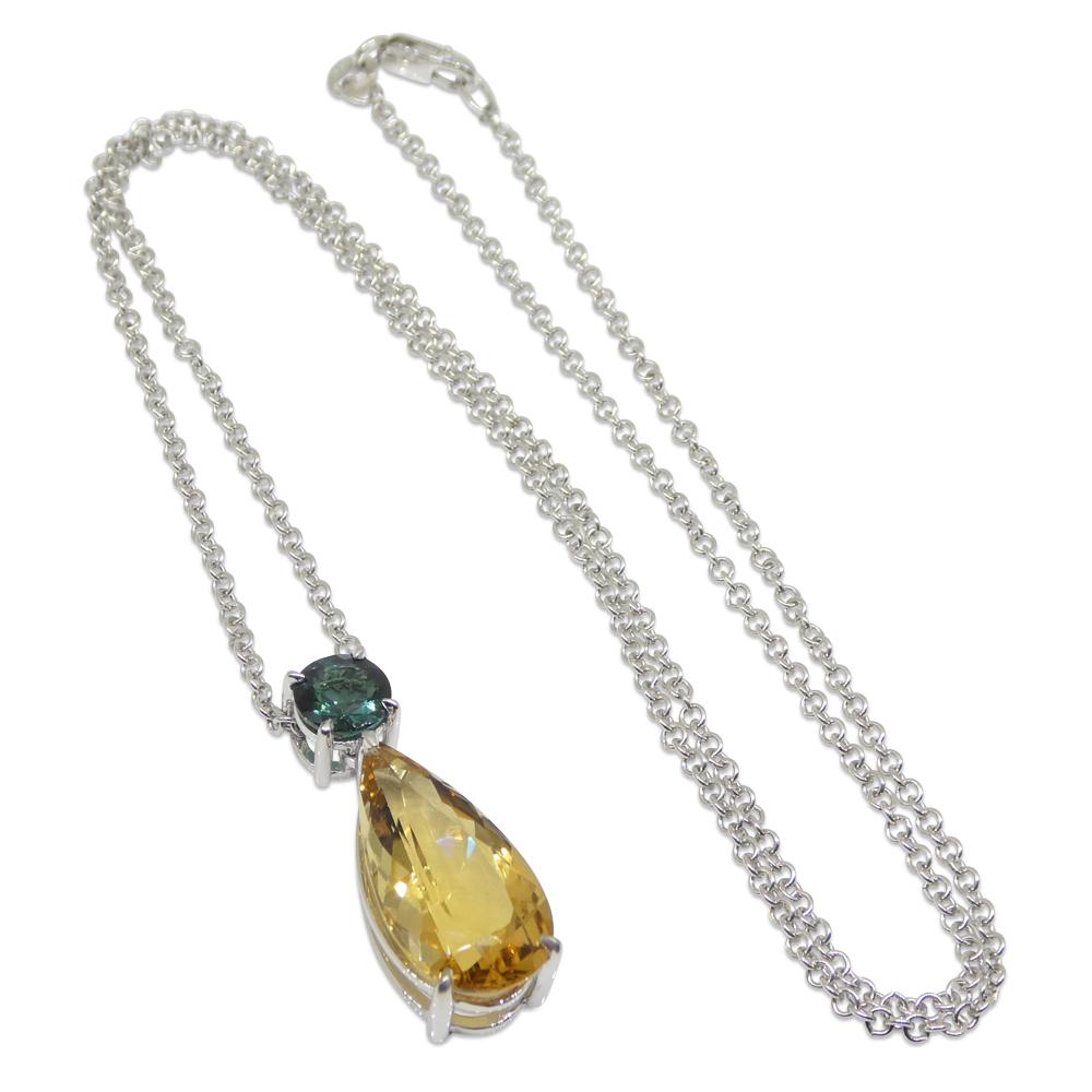 14.05ct Heliodor and Indicolite Tourmaline Earrings and Pendant set in 14kt Whit For Sale 6