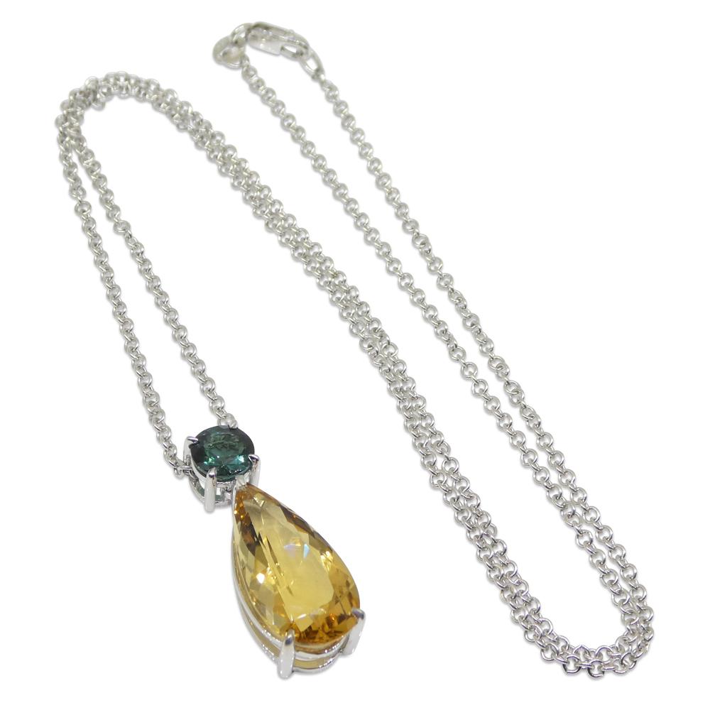 14.05ct Boucles d'oreilles et pendentif en Tourmaline Indicolite et Héliodore en 14kt Whit en vente 6