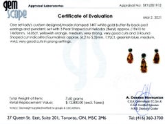 14.05ct Heliodor and Indicolite Tourmaline Earrings and Pendant set in 14kt Whit