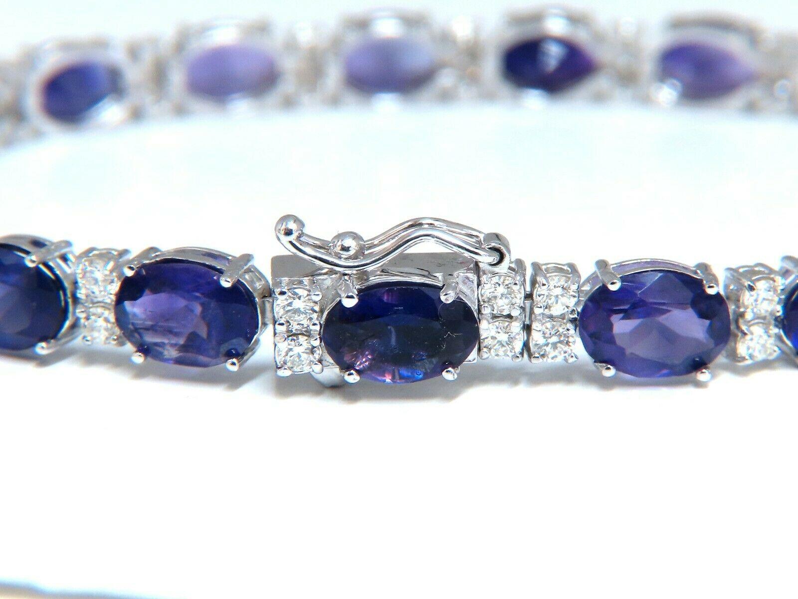 14.05 Carat Natural Amethysts Diamonds Tennis Bracelet 14 Karat 1