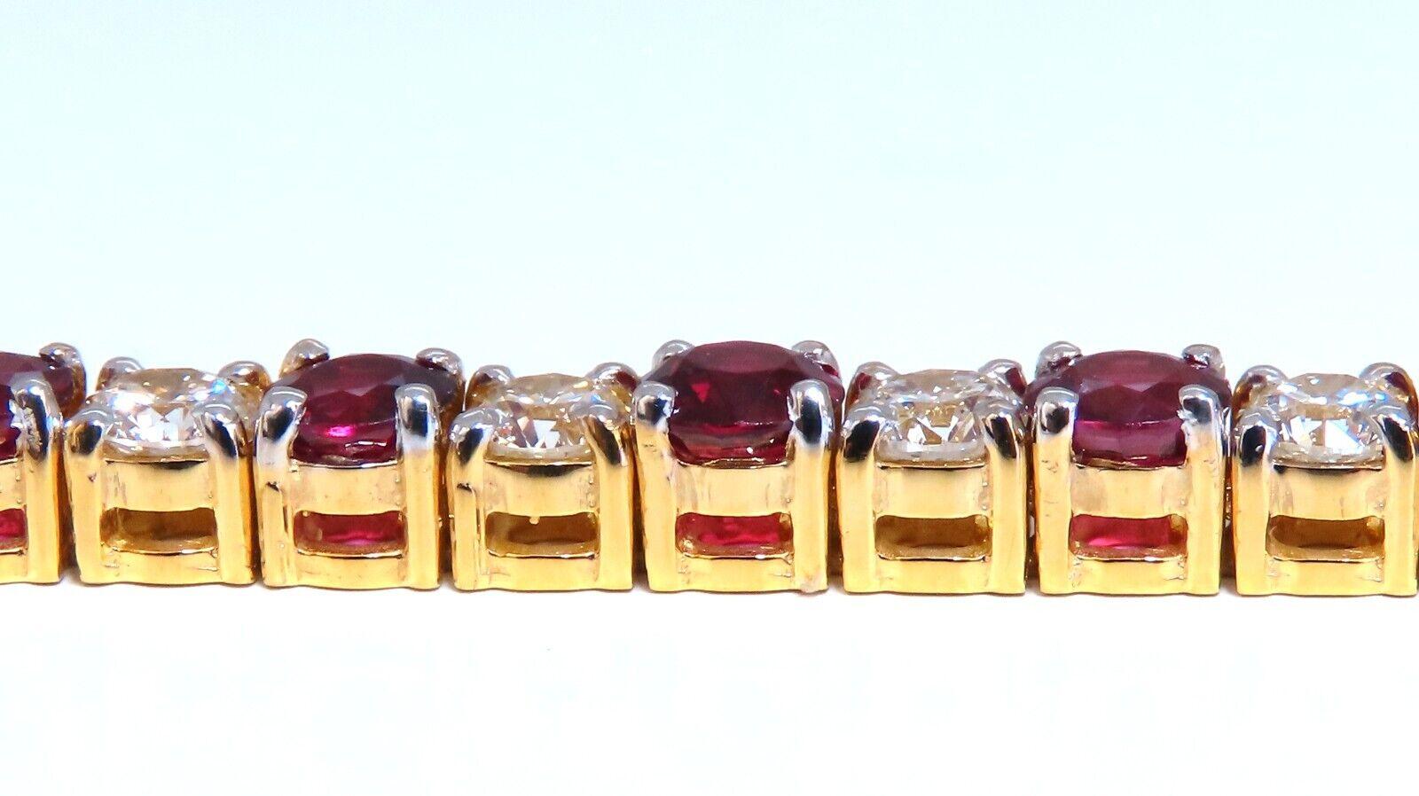 14.05ct Natural Ruby Diamonds Alternating Tennis Bracelet 14kt Gold Classic In New Condition For Sale In New York, NY