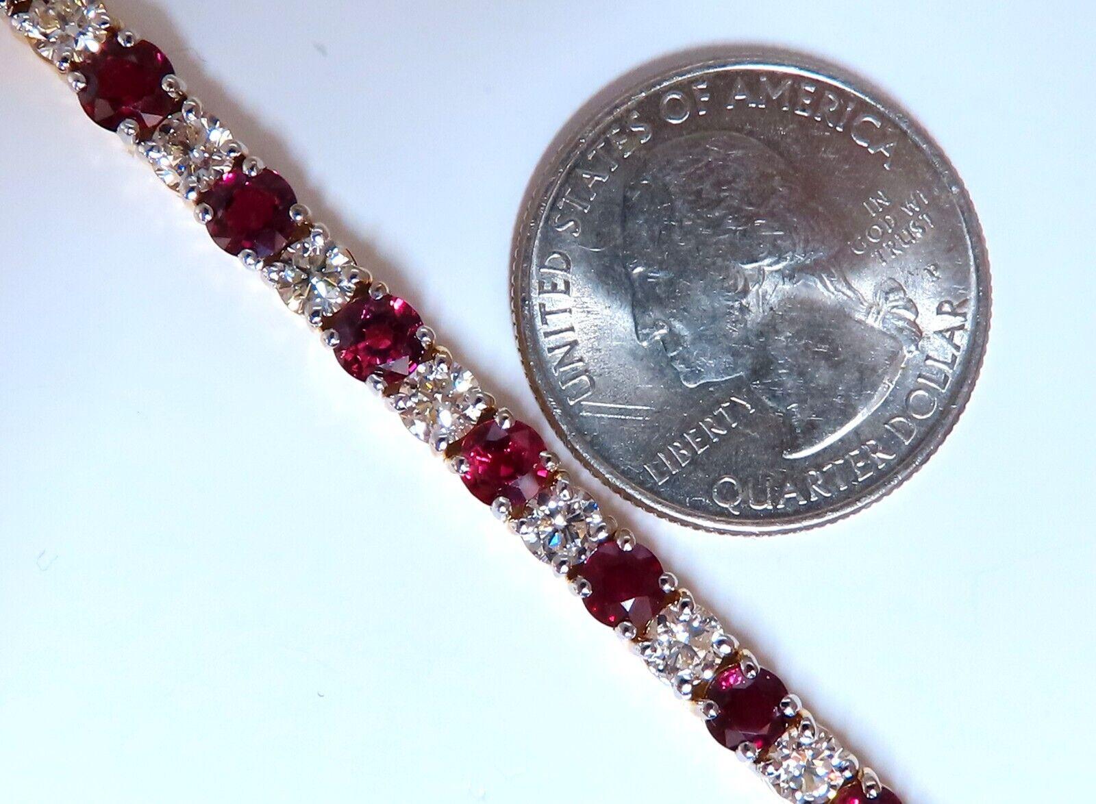 Bracelet tennis classique en or 14 carats avec rubis naturel et diamants alternés de 14,05 carats Unisexe en vente
