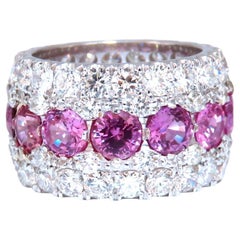 14.05ct natural vivid pink sapphire diamonds eternity ring 14kt 14mm Size 7