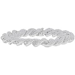 14.07 Carat Diamond-Pave 14 Karat White Gold Chain Link Bracelet