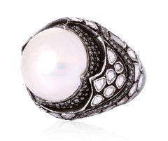 14.07 Carat Pearl Diamond Cocktail Ring