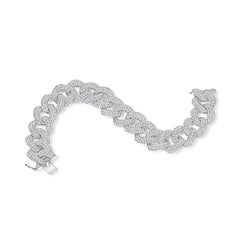 14.07 Carat Diamond-Pave 14 Karat White Gold Chain Link Bracelet