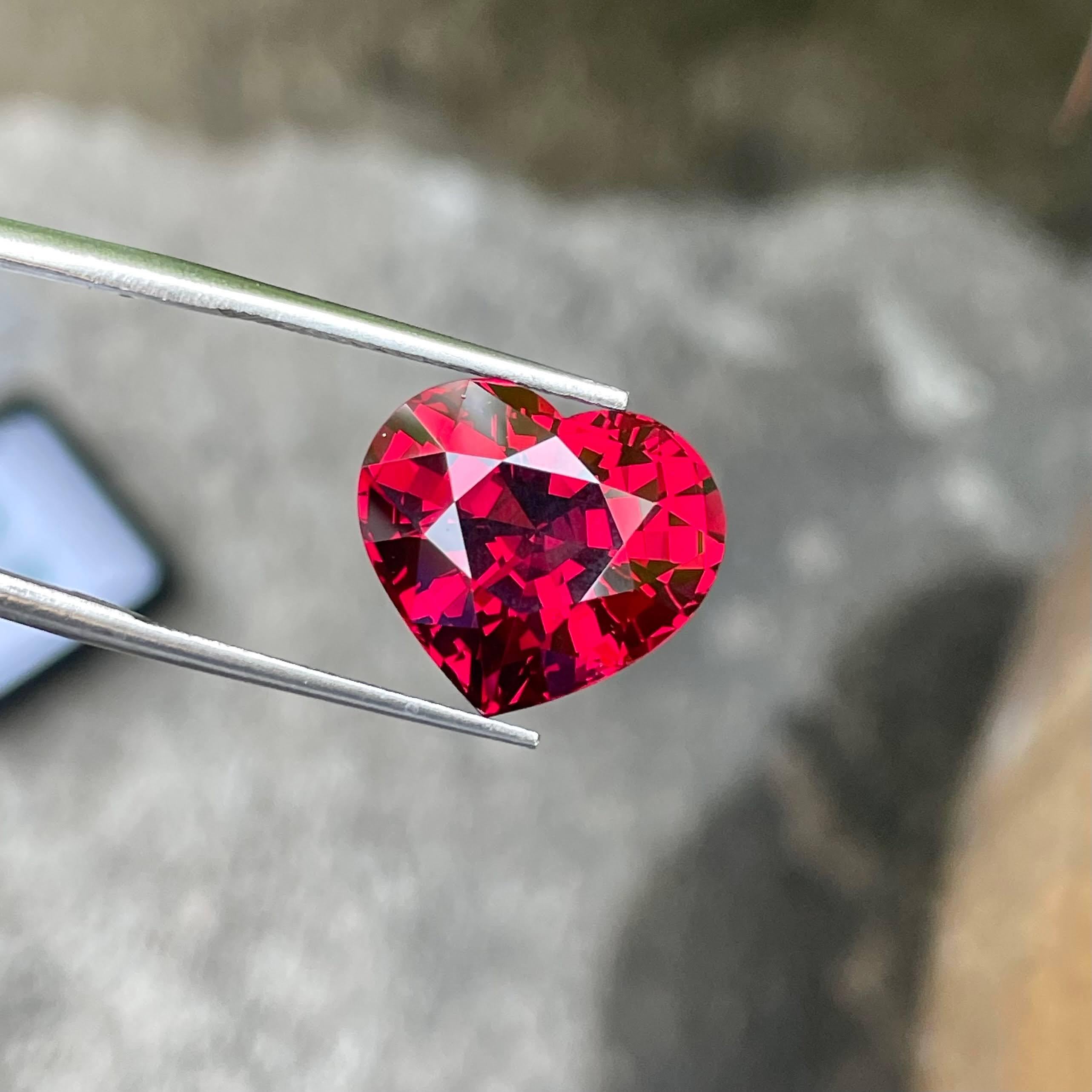 Weight 14.07 carats 
Dimensions 15.1x16.6x10.4 mm
Treatment none 
Origin Tanzania 
Clarity eye clean 
Shape heart 
Cut heart 




The 14.07 carats Heart Shaped Red Garnet is a mesmerizing natural Tanzanian gemstone that captivates with its deep,