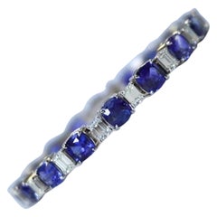 14.07 ct Sapphire Tennis Bracelet 18K White Gold