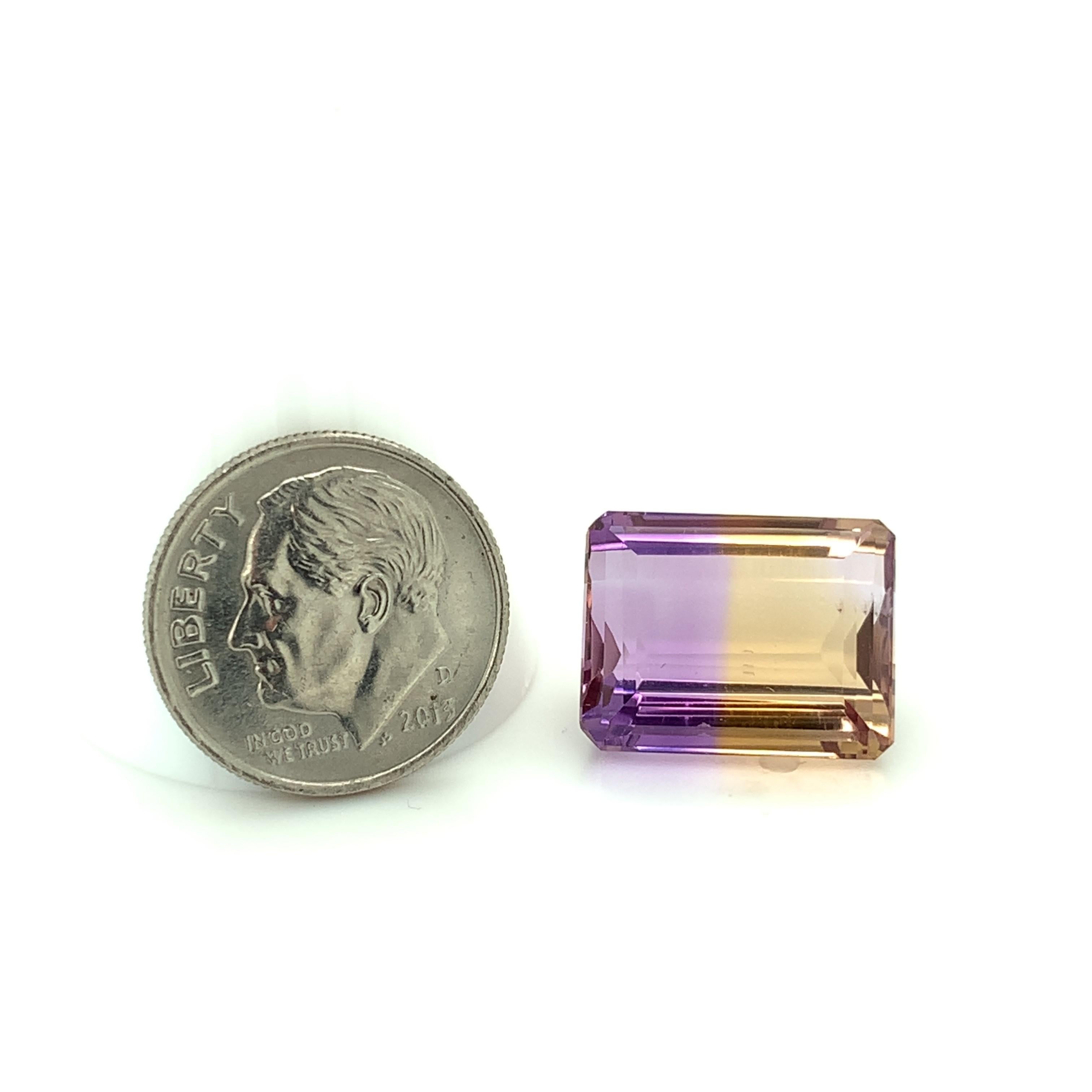 Women's or Men's 14.08 Carat Ametrine Bi-Color Quartz, Unset Loose Ring or Pendant Gemstone