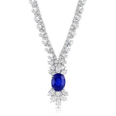 14.08 Carat Ceylon Sapphire Diamond Necklace, AGL Report