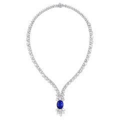 14.08 Carat Ceylon Sapphire Diamond Necklace, AGL Report