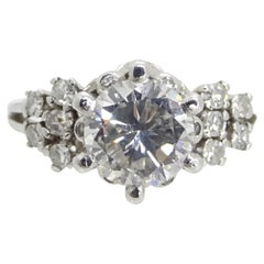 140 Carat, Art Deco Solitaire Ring Diamond and 16 Diamonds 025 Carat
