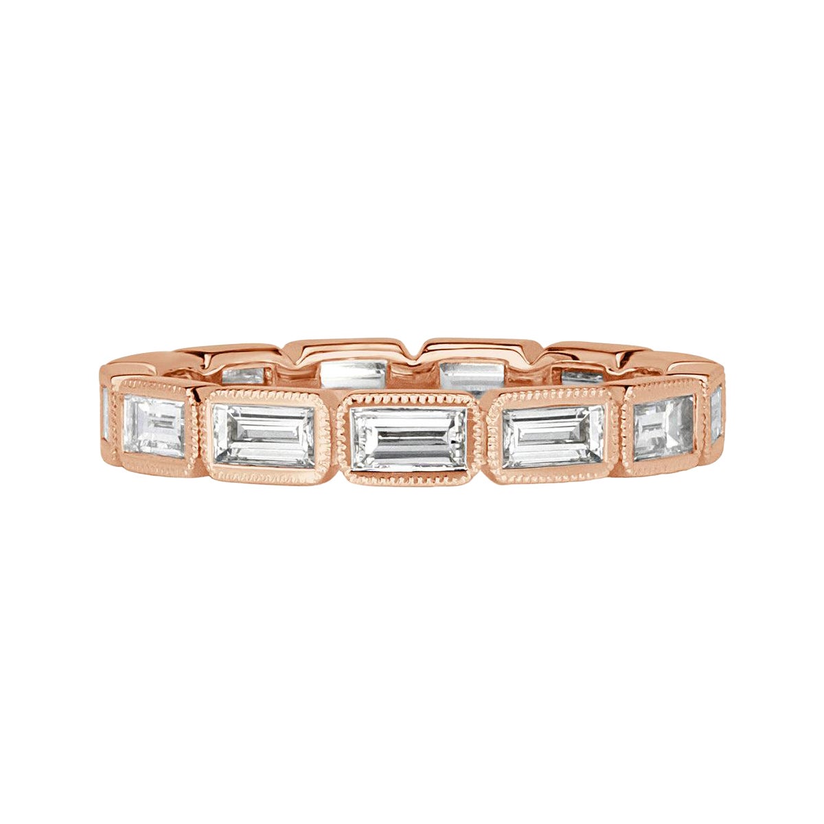 1.40ct Baguette Cut Diamond Eternity Band with Milgrain in 18k Rose Gold