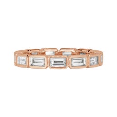 1.40ct Baguette Cut Diamond Eternity Band with Milgrain in 18k Rose Gold