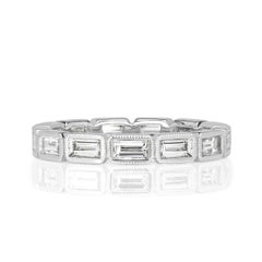 1.40ct Baguette Cut Diamond Eternity Band with Milgrain in 18k White Gold