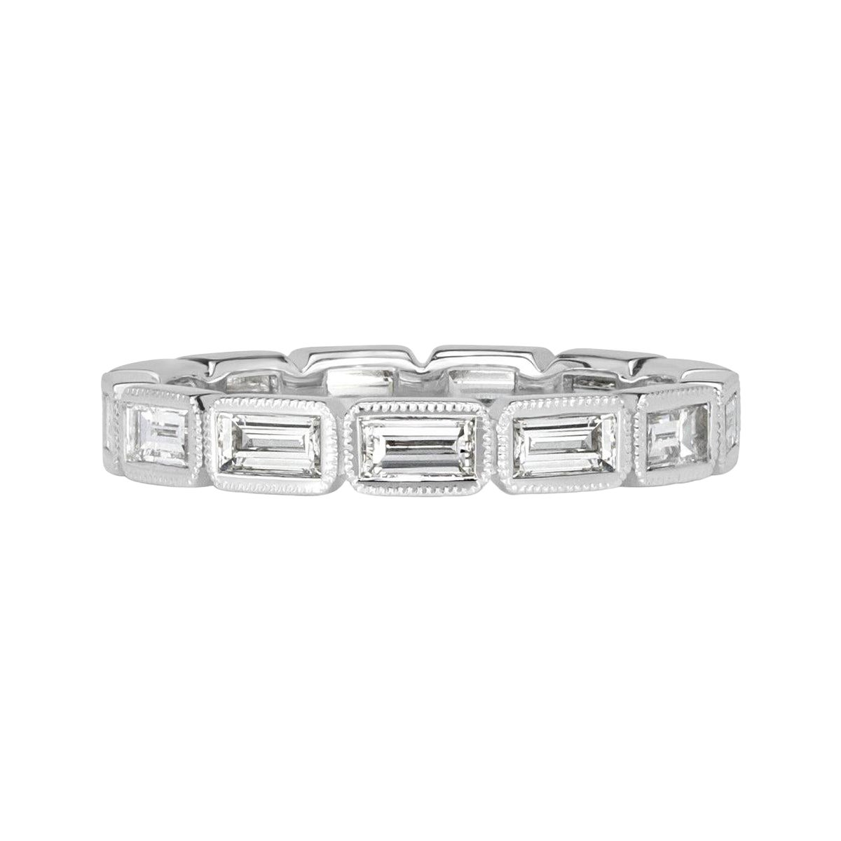 1.40ct Baguette Cut Diamond Eternity Band with Milgrain in 18k White Gold