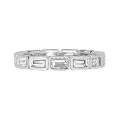 1.40ct Baguette Cut Diamond Eternity Band with Milgrain in 18k White Gold