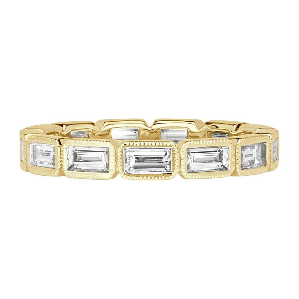 1.40ct Baguette Cut Diamond Eternity Band with Milgrain in 18k Yellow Gold