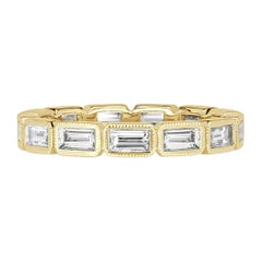 1.40ct Baguette Cut Diamond Eternity Band with Milgrain in 18k Yellow Gold