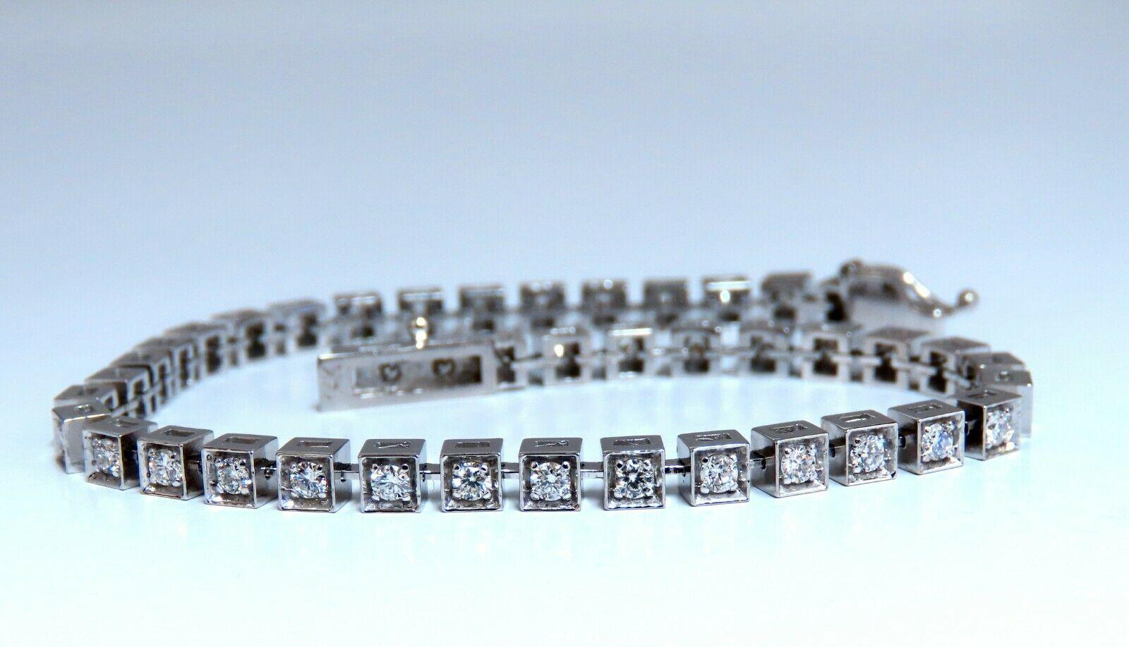 Round Cut 1.40 Carat Box Bead Set Prime Pave Natural Round Diamonds Bracelet 14 Karat For Sale