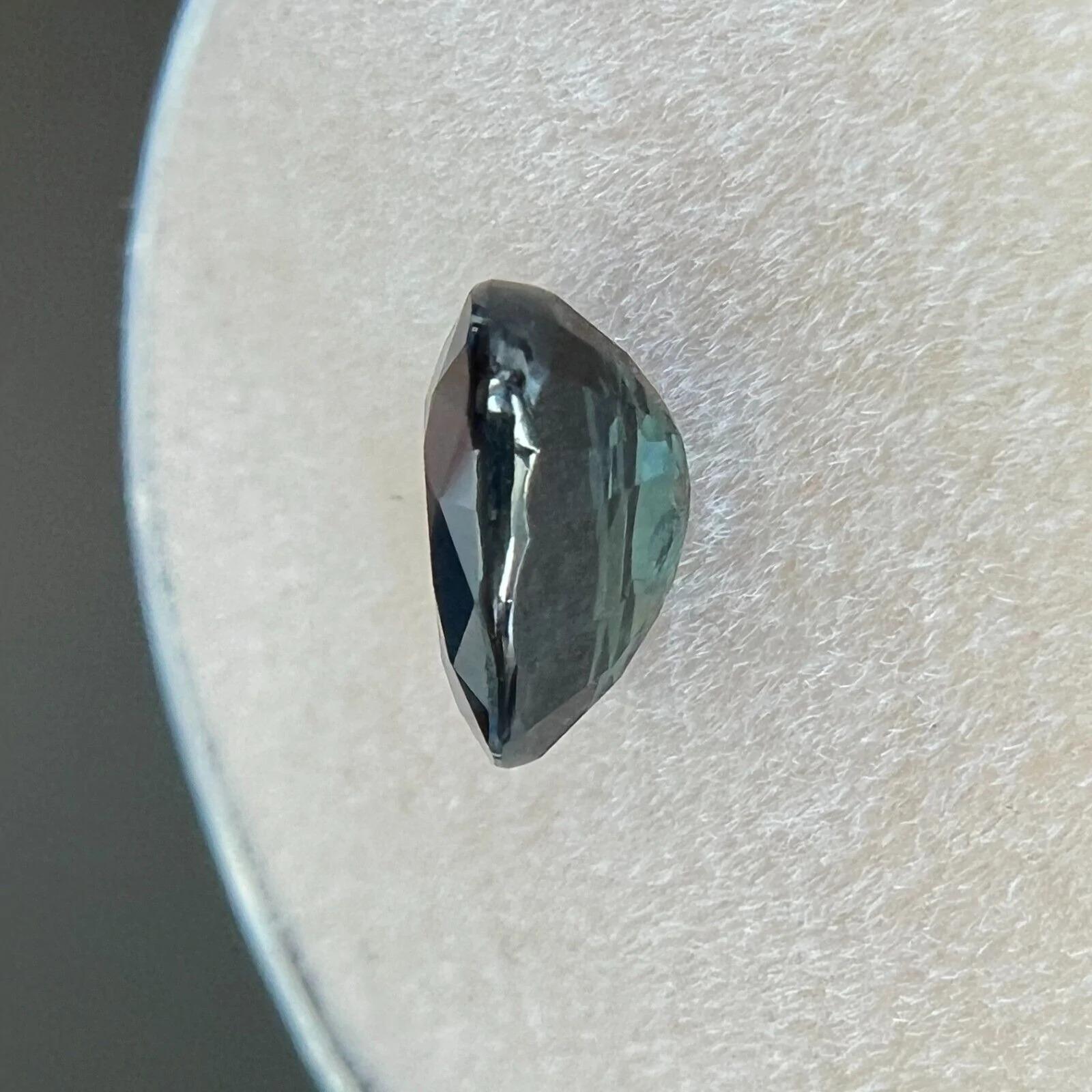 1.40ct Deep Green Blue Natural Sapphire Oval 'Egg' Cut Rare Gem 7.5x5.5mm For Sale 4