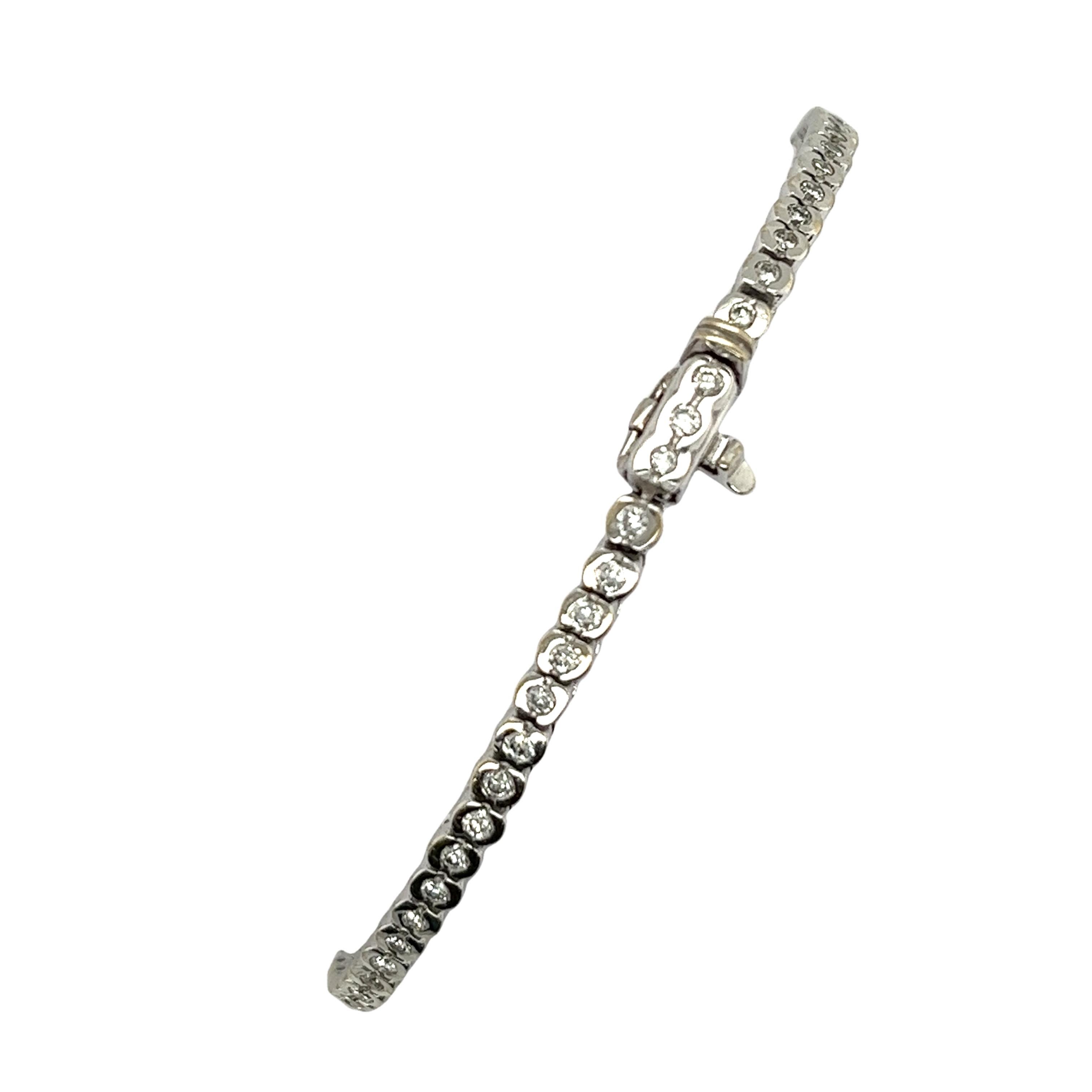 1,40 Karat Diamant-Tennisarmband aus 18 Karat Weißgold (Rundschliff)