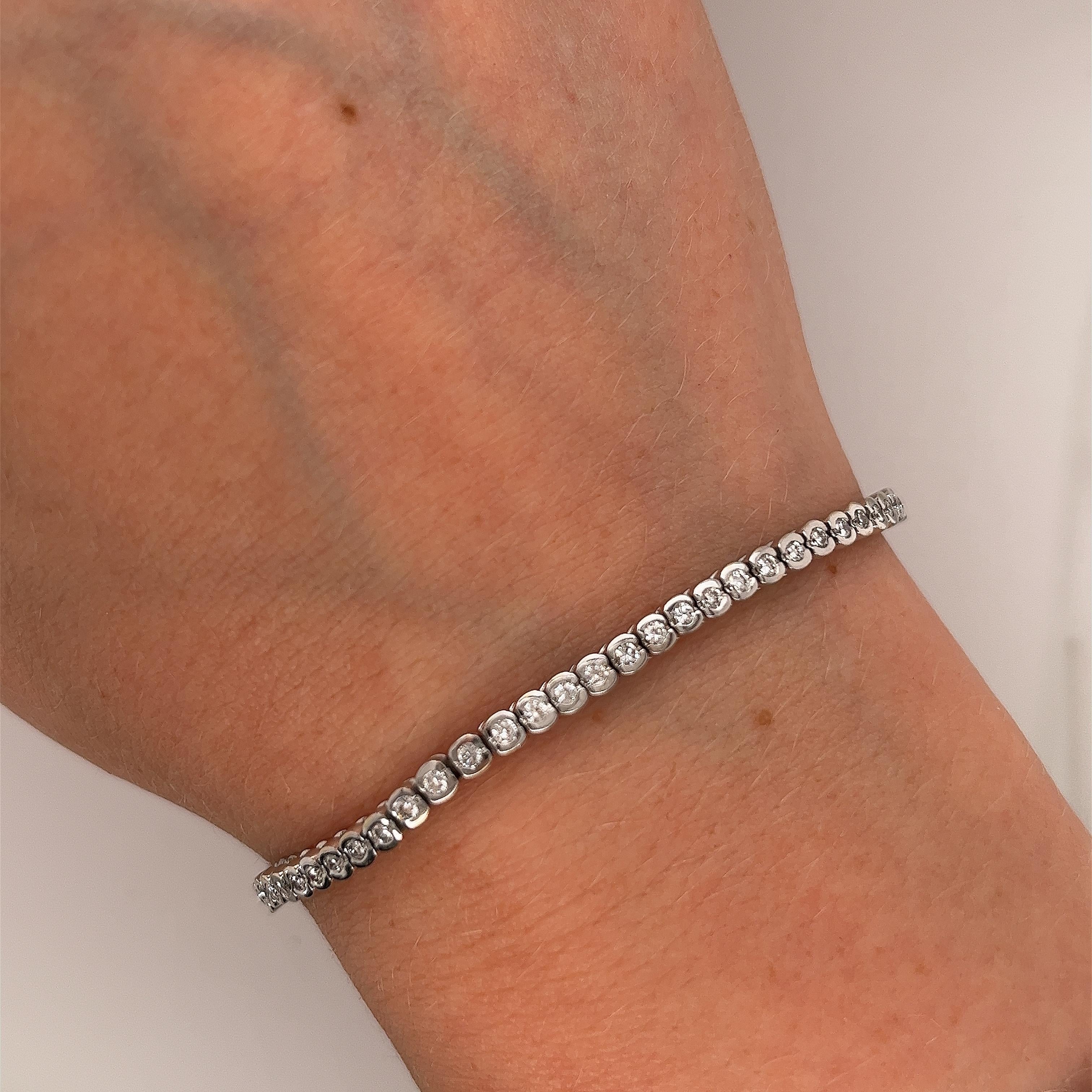 1,40 Karat Diamant-Tennisarmband aus 18 Karat Weißgold 1