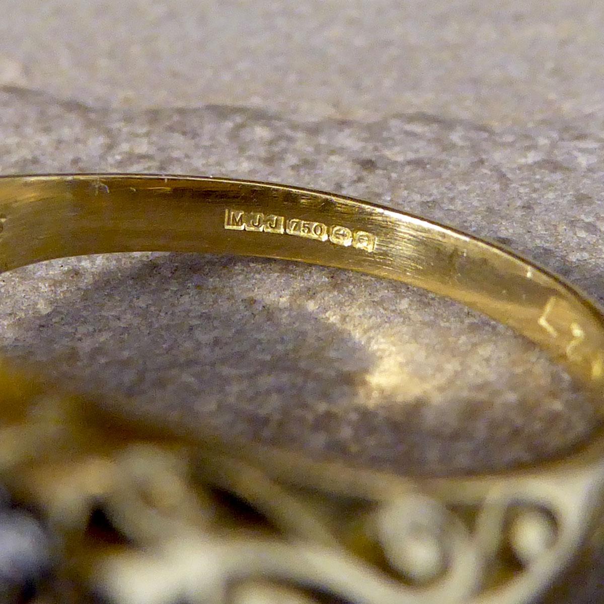 1,40 Karat Diamant Dreireihiger Cluster-Ring mit detaillierter Galerie aus 18 Karat Gelbgold für Damen oder Herren