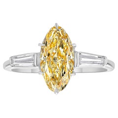 1,40 Karat GIA Fancy Intense Orangy Gelber Diamantring mit Marquise-Schliff