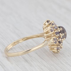 1,40 Karat Iolith Floral Halo Cluster 14K Gelbgold Ring Größe 10,25