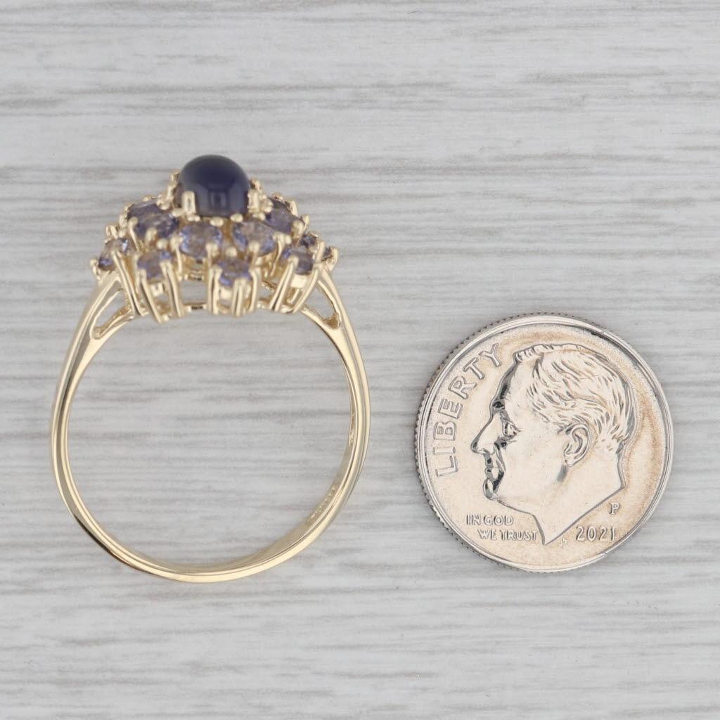 Anello in oro giallo 14K con cluster floreale di iolite da 1,40 carati, misura 10,25 in vendita 3