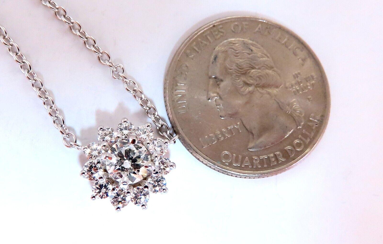 Collier en or 14 carats avec grappe de diamants naturels de 1,40 carat et halo de diamants Neuf - En vente à New York, NY
