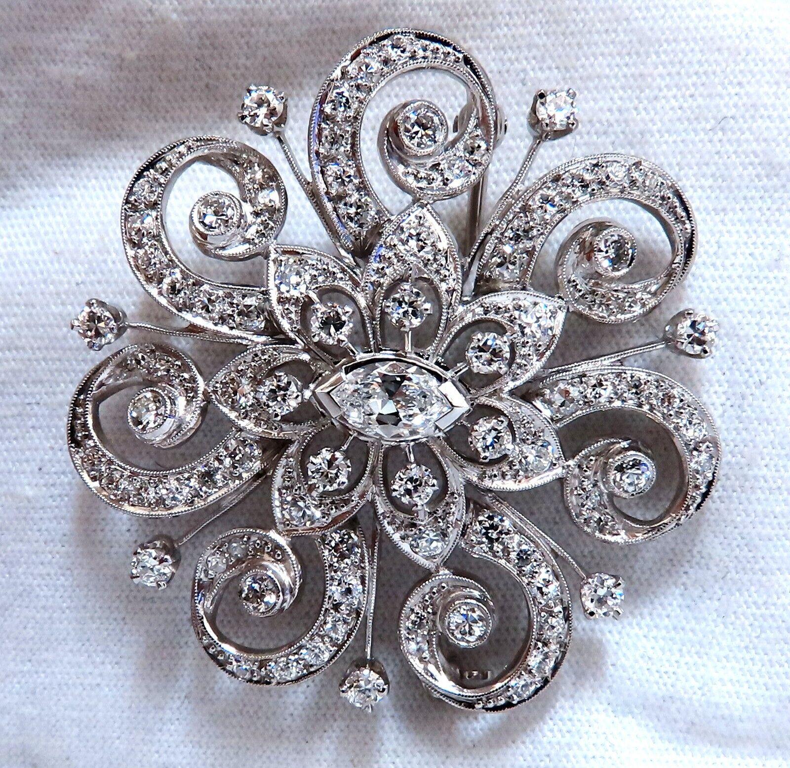 1,40 Karat natürliche Diamanten Platin Anstecknadel Edwardian Deco Vintage für Damen oder Herren im Angebot