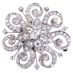 1.40ct Natural Diamonds Platinum Pin Edwardian Deco Vintage*