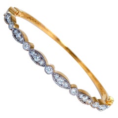 1.40ct Natural Edwardian Style Diamonds Bangle Bracelet 14kt Gold