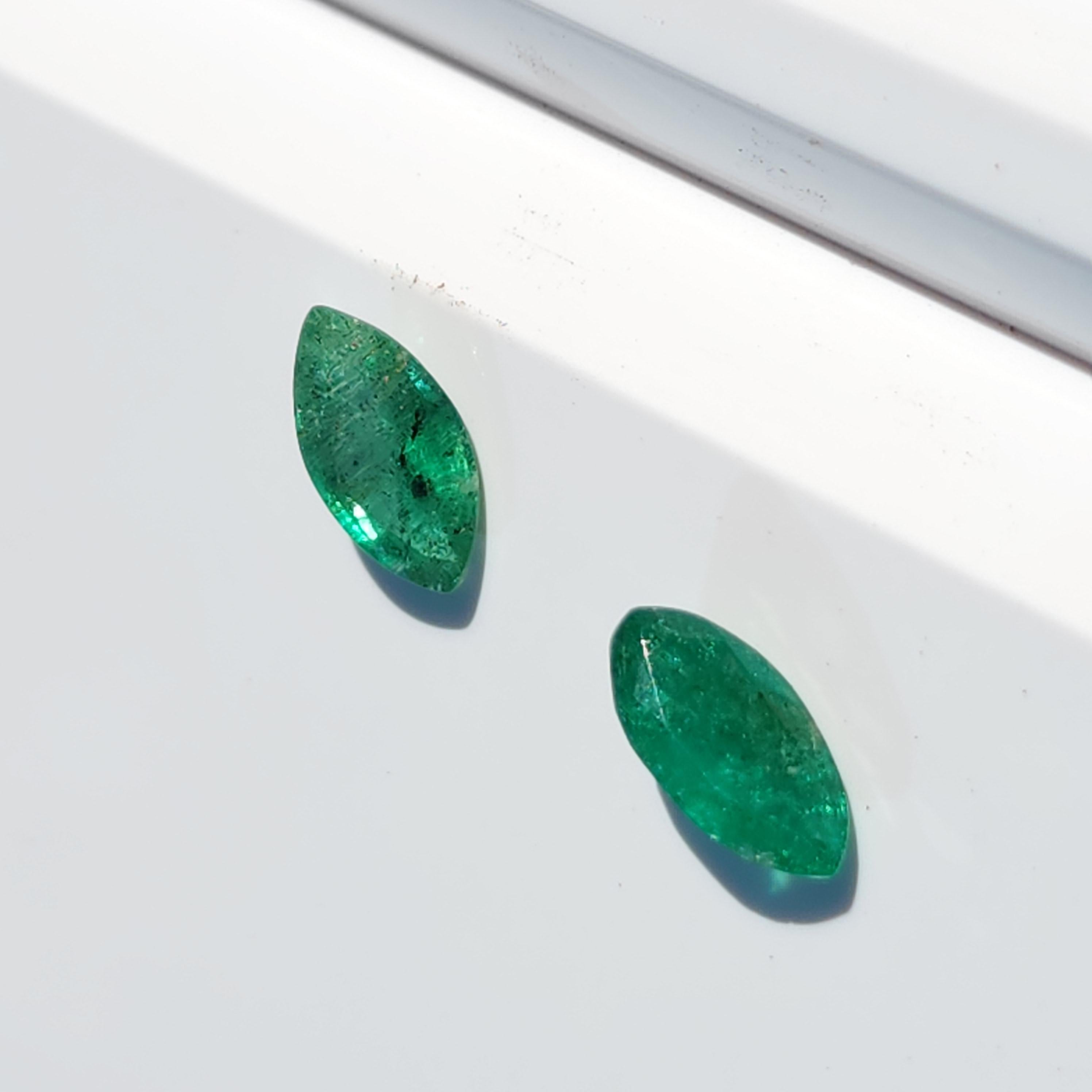 1.40Ct Natural Loose Emerald Marqiuse Shape 2 Pcs For Sale 4